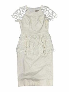 Lela Rose White Macramé Lace Peplum Dress | Spring 2012 | Size 10